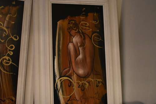 2 Oil on Board Nude Male & Female