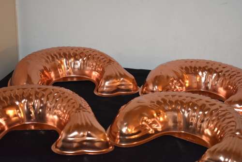 4 Large Copper Coloured Fish Moulds