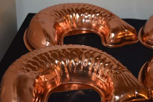 4 Large Copper Coloured Fish Moulds