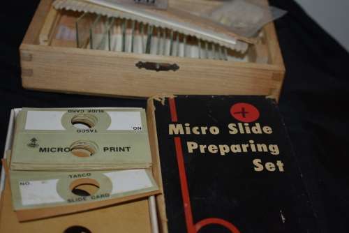 Boxed Microscope. Slides and Extra's