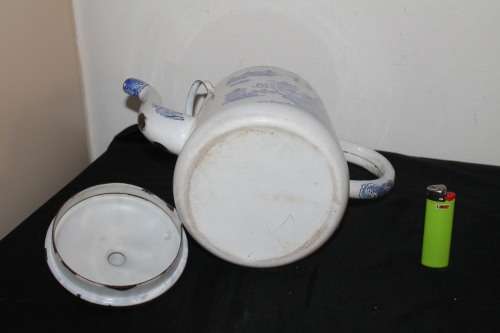 Blue and White Enamel Coffee Pot