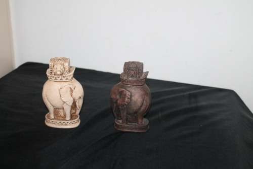 2 Ceramic Elephant Perfume Bottles
