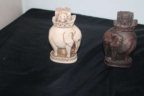 2 Ceramic Elephant Perfume Bottles