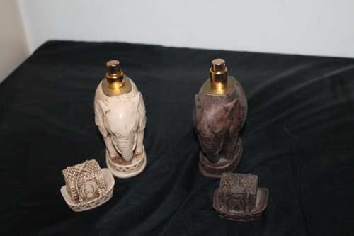 2 Ceramic Elephant Perfume Bottles