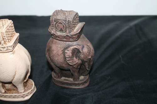 2 Ceramic Elephant Perfume Bottles