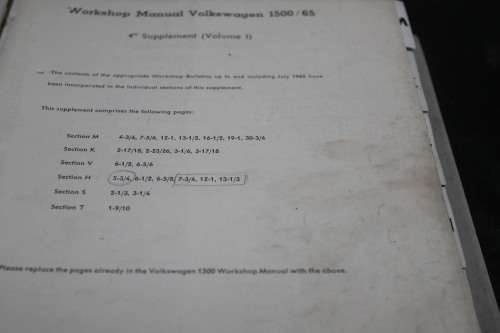 Volkswagen 1500 Workshop Manual 1965 Vol 1