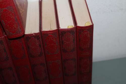 22 Red Leather Bound Dennis Wheatley Books
