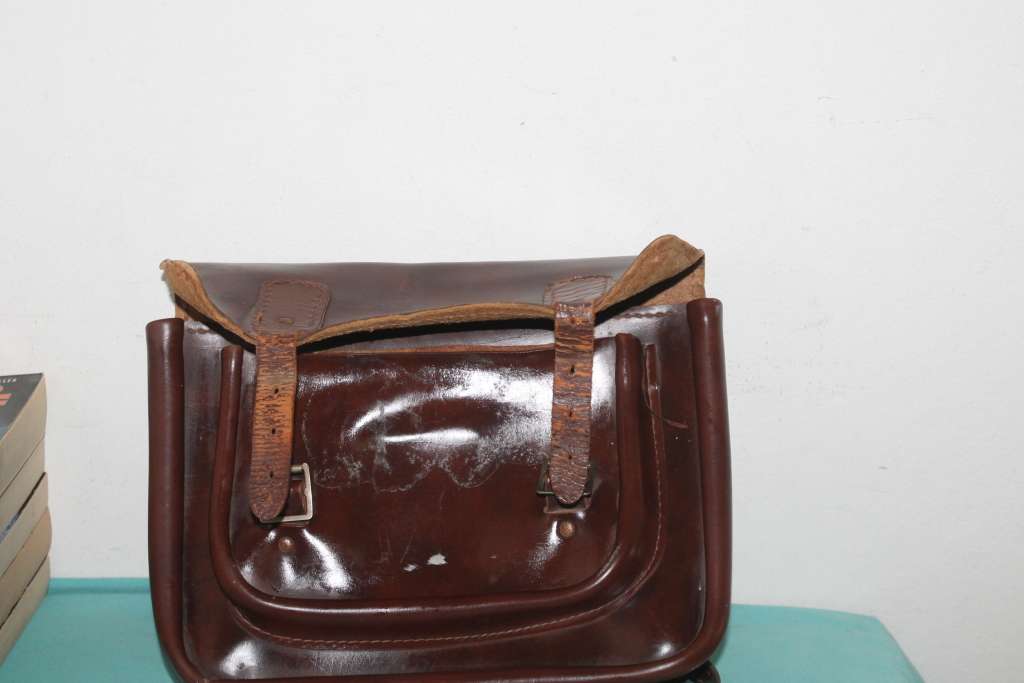 vintage leather school satchel