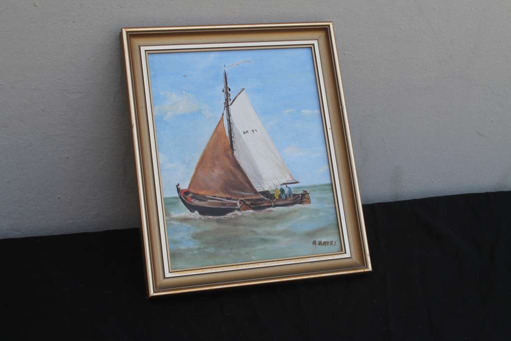 Framed Oil of a boat