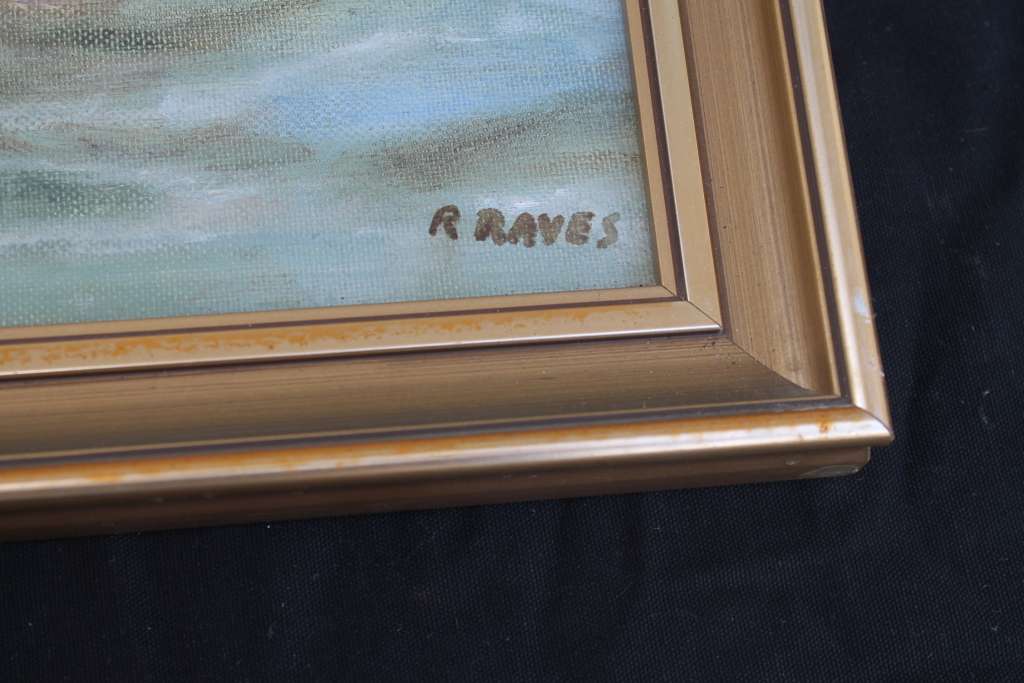 Framed Oil of a boat