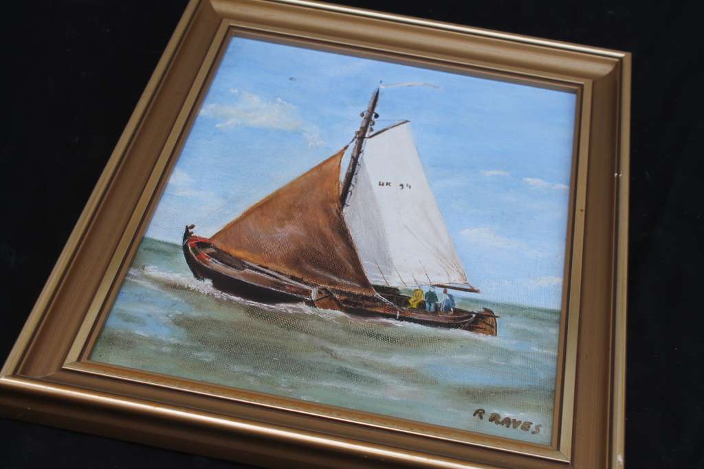 Framed Oil of a boat