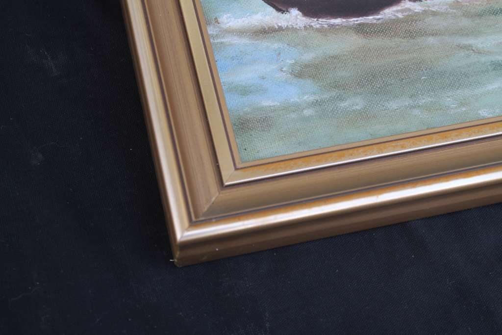Framed Oil of a boat
