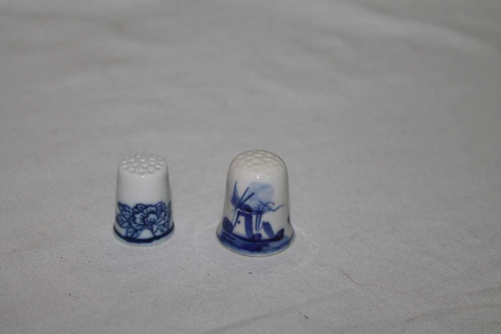 2 Blue and White Thimbles