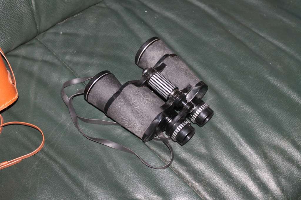 Binoculars in hard leather Case