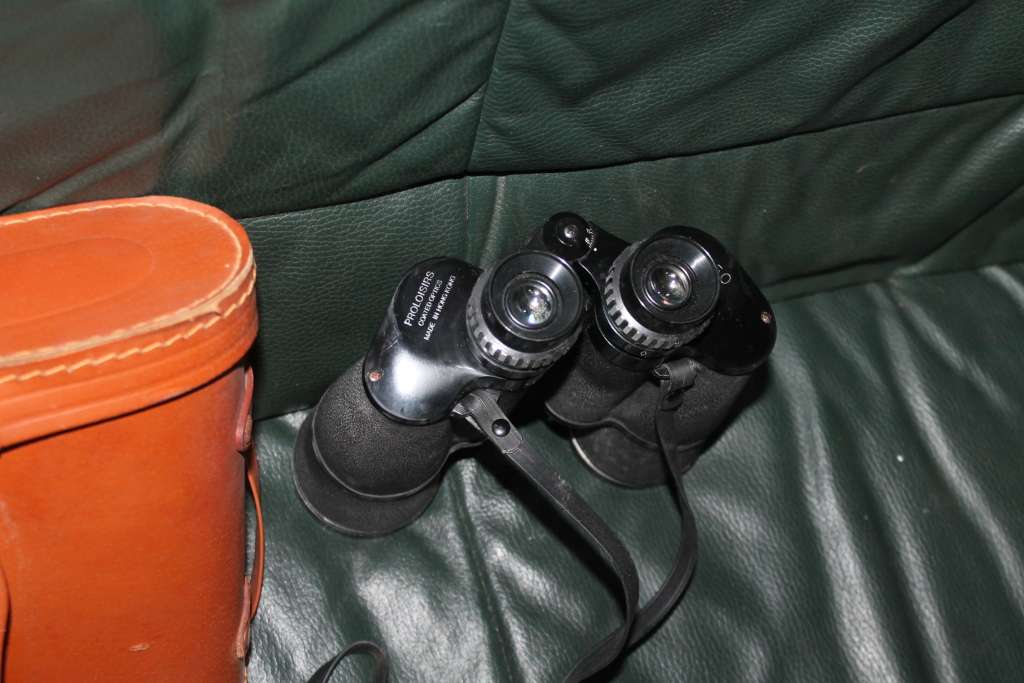 Binoculars in hard leather Case