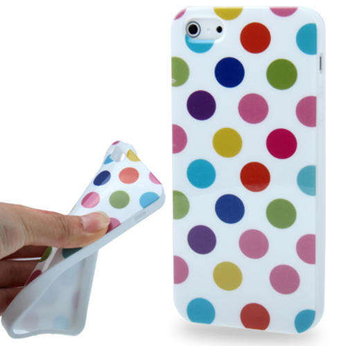 Dot Pattern Smooth TPU Case for iPhone 5 (White)