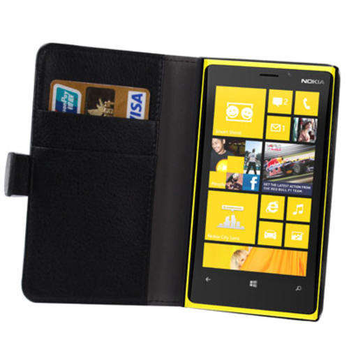 Litchi Texture Leather Case with Credit Card Slots for Nokia Lumia 920 (Black)