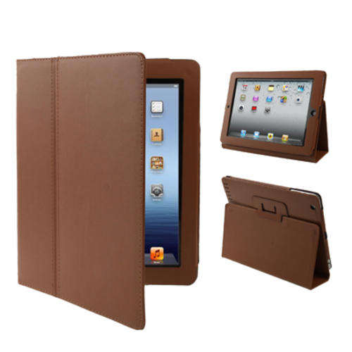 High Quality Folding PU Leather Case with Sleep / Wake-up function for New iPad / iPad 3 (Coffee)