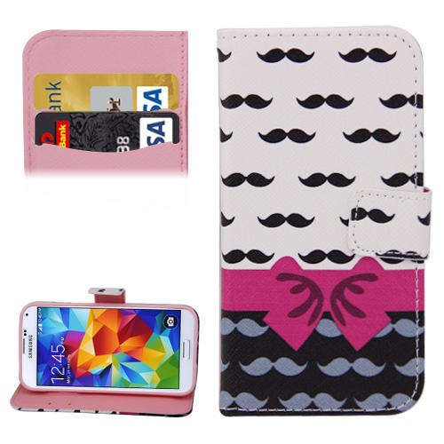 Moustache Pattern Horizontal Flip Leather Case with Card Slots & Holder Samsung Galaxy S5 mini