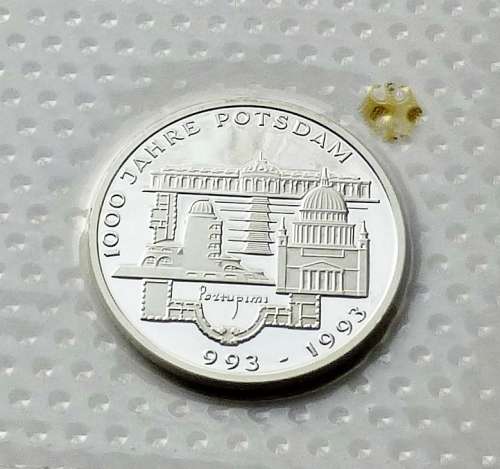 10 DM >> SILVER / PROOF / COIN > SEALED ORIGINAL FROM THE GERMAN MINT > "1,000 years of Potsdam"