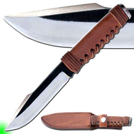 HAND FORGED FULL TANG LEATHER HANDLE SURVIVAL KNIFE