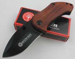 BOKER DA33 - Mini Stainless Steel Thumb Foldable Knife - Solid Wooden Handle
