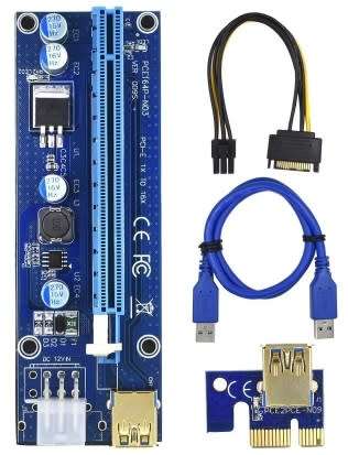 Riser Card  VER 009S PCI-E PCIE PCI Express Card 6Pin to SATA  for Mining. (2 Pack)