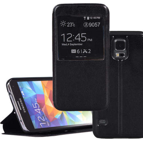 Samsung Galaxy S5 Luxury View Window Flip Stand Case Cover (Black)