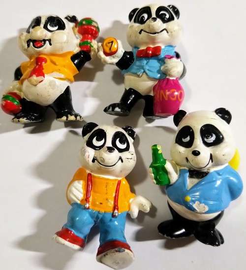MINI PANDA BEAR LOT - SOLID RUBBER