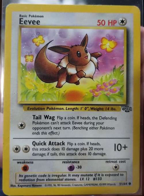 Pokemon Trading Cards - Eevee - 51/64 -Jungle Unlimited