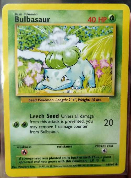 Pokemon Trading Cards - Bulbasaur - 44/102 -  1999 Base Set Unlimited