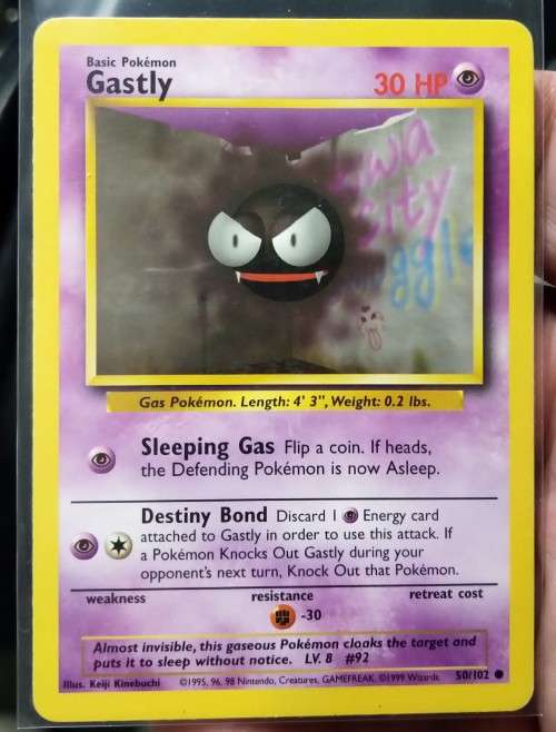 POKEMON CARDS - Gastly - 50/102 - 1999 Base Set Unlimited Singles