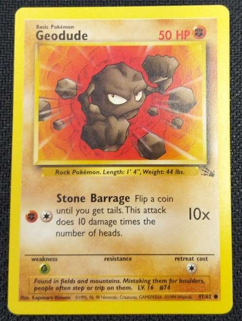 POKEMON CARDS - Geodude - 47/62 - 2000  Fossil Unlimited Singles