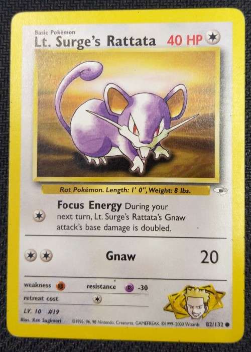 POKEMON CARDS - Lt. Surge`s Rattata - 82/132 - 2000 Gym Heroes Unlimited Singles