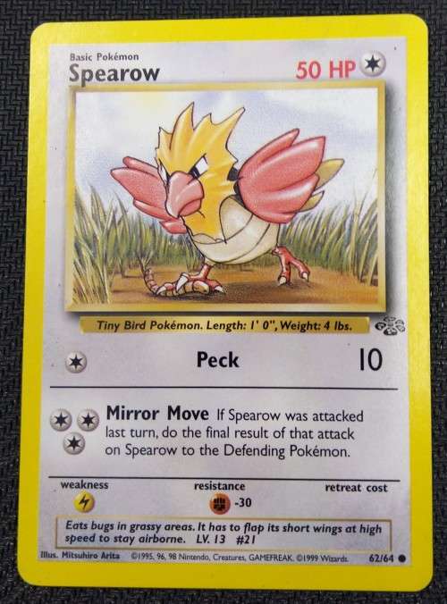 POKEMON CARDS - Spearow - 62/64 - 1999 Jungle Unlimited Singles