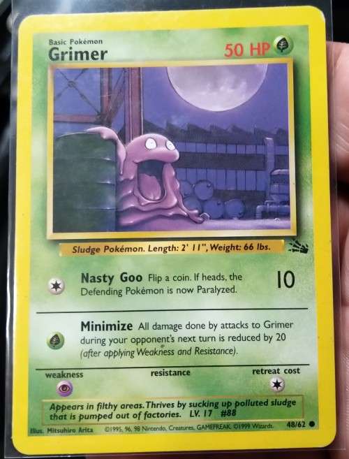 POKEMON CARDS - Grimer - 48/62 - 1999 Fossil Unlimited Singles