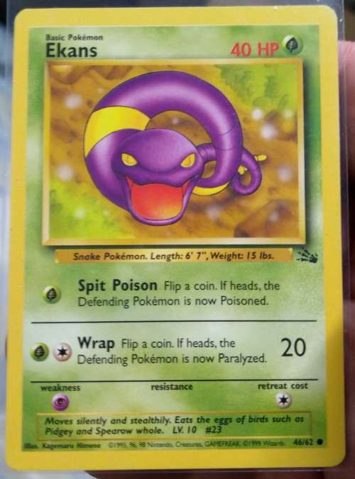 POKEMON CARDS - Ekans - 46/62 - 1999 Fossil Unlimited Singles