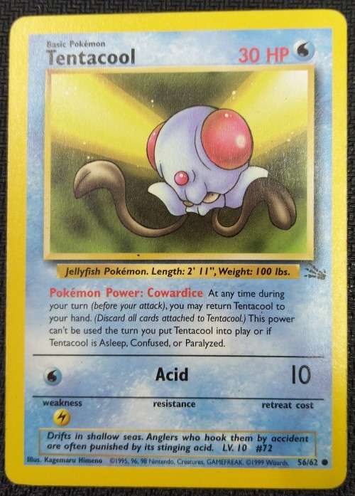POKEMON CARDS - Tentacool - 56/62 - 1999 Fossil Unlimited Singles*