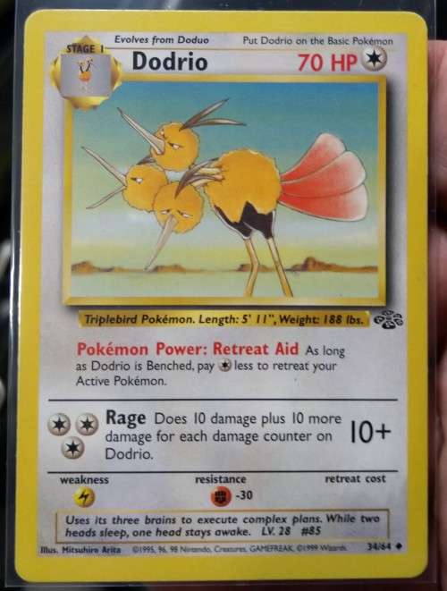 POKEMON CARDS - Dodrio - 34/64 - 1999 Jungle Unlimited Singles