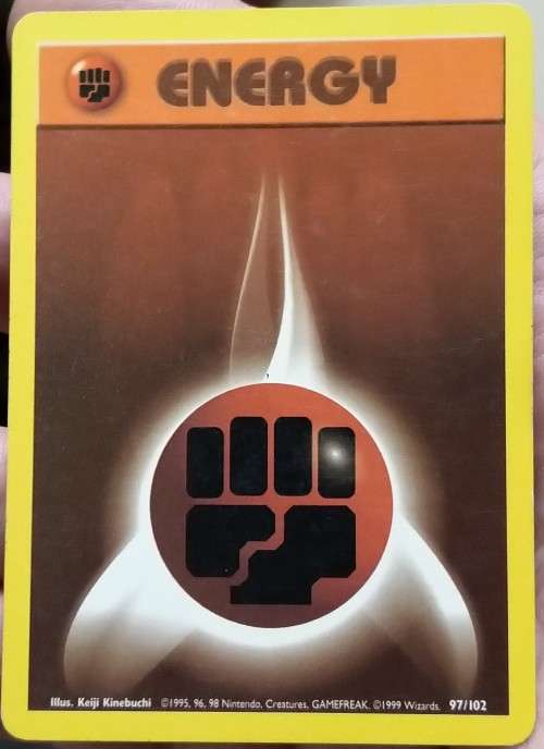 POKEMON CARDS - Fighting Energy - 97/102 - Original 1999 Base Set Unlimited Singles NM/LP