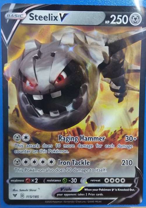 POKEMON CARDS - Steelix V - 115/185 - Ultra Rare Sword and Shield: Vivid Voltage Singles