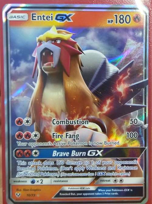 POKEMON CARDS - Entei GX - 10/73 - Ultra Rare Sun and Moon: Shining Legends Singles*