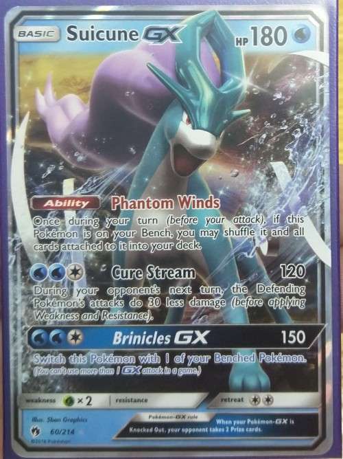 POKEMON CARDS - Suicune GX - 60/214 - Ultra Rare Sun and Moon: Lost Thunder Singles*