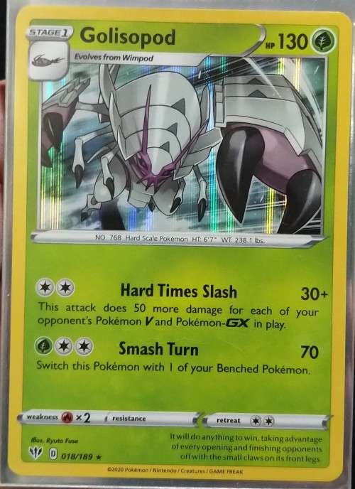 POKEMON CARDS - Golisopod - 018/189 - Holo Rare Sword and Shield: Darkness Ablaze Singles