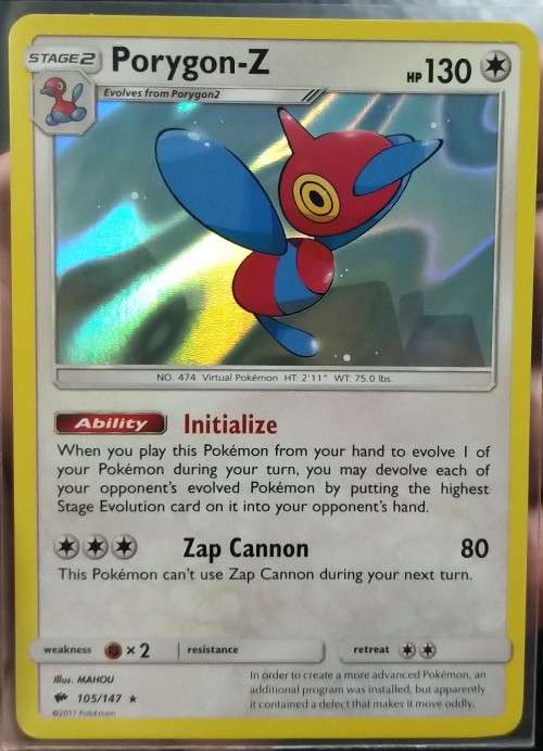 POKEMON CARDS - Porygon-Z - 105/147 - Holo Rare Sun and Moon: Burning Shadows Singles