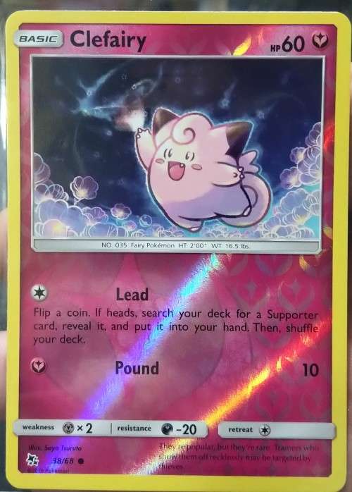 POKEMON CARDS - Clefairy - 38/68 - Reverse Holo Sun and Moon: Hidden Fates