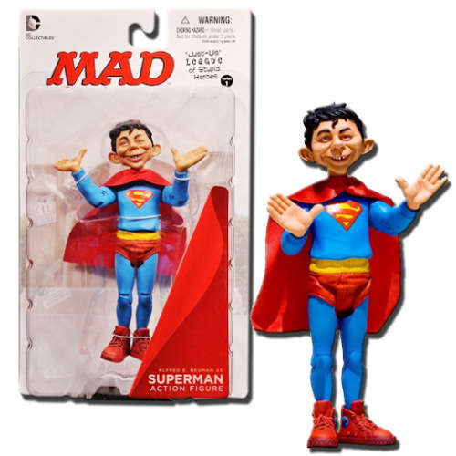 CLASSIC MAD MAGAZINE - MADS ALFRED E NEUMAN AS SUPERMAN ACTION FIGURE 14CM