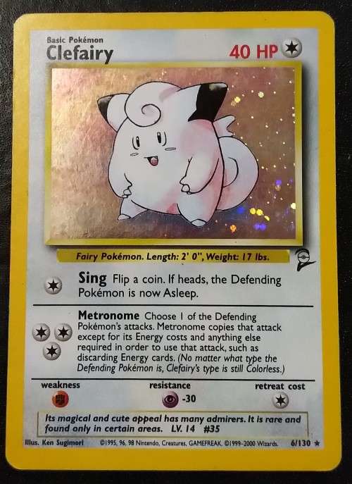 POKEMON CARDS - Clefairy - 6/130 - Holo Base Set 2 (2000) Singles LP/MOD*