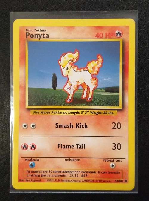 POKEMON CARDS - Ponyta - 60/102  - 1999 Base Set Unlimited Singles