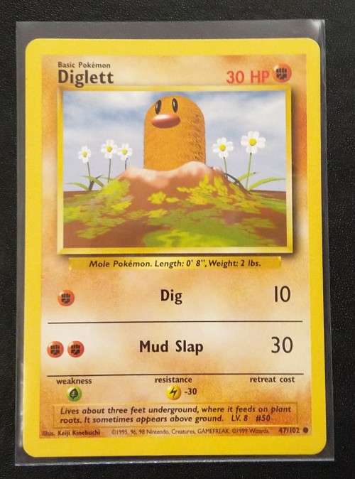 POKEMON CARDS - Diglett - 47/102  - 1999 Base Set Unlimited Singles